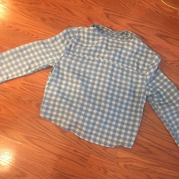 Button Down Tie Knotted Checked Long Sleeve Top - Picture 9 of 10